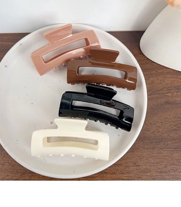 Detailed set of four large rectangular claw clips in assorted neutral matte colors