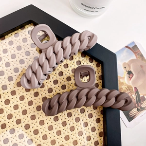 Frosted matte chain design large shark hair claw clips in mauve and dark coffee