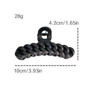 Matte black oversized chain link shark hair claw clip for women 10cm 28g accessory