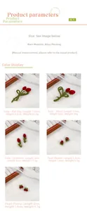 Détails de pinces à cheveux tulipe et boucles d'oreilles floquées rouges et perles