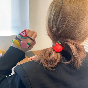Chouchous frais en acétate avec motifs de citron, de pastèque et de pêche pour filles