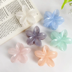 Flower Hair Claw Clip Plastic Frangipani Candy Color Sweet Hair Accessories Large Hair Clamp For Women Girls Daily Wear