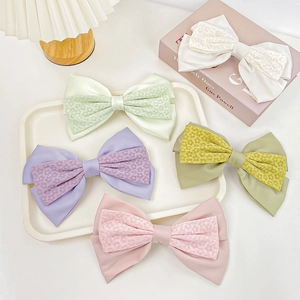 Große Satin Schleife Haarspange Für Damen Elegante Blumen Spitze Doppellagige Federclip Süße Koreanische Haarnadel Haarschmuck