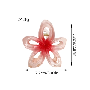 Pince à cheveux fleur creuse dégradé rose, taille 7,7x7,3cm en résine pour femme chic