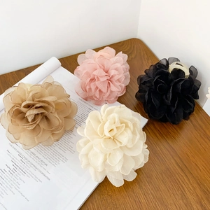 Élégante Grande Pince À Cheveux Fleur En Organza Pétale Scintillant Accessoire De Cheveux Floral Pour Femme Mariage Fête Quotidien