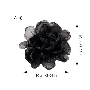 Pince à cheveux rose noire en mousseline de 10cm de diamètre, accessoire de 7,5g