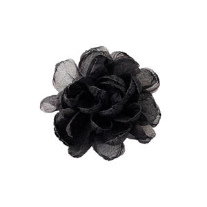 Pince à cheveux fleur de rose noire élégante avec pétales en tissu de soie multicouches
