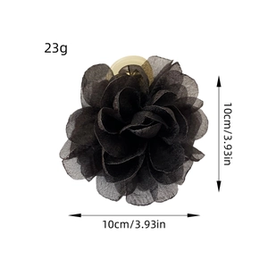 Pince à cheveux fleur noire élégante avec pétales 3D multicouches taille de 10 cm