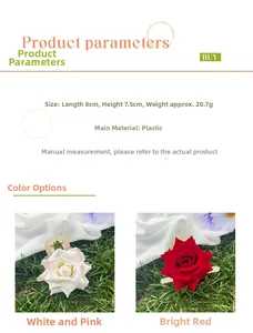 Dimensions détaillées pour pinces à cheveux rose de 8 cm en plastique rouge et rose