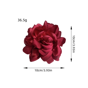 Elegant deep red silk flower hair claw clip with satin finish for women's hairstyle