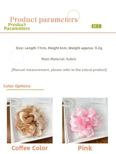 Détails de la pince à fleurs en tissu de 11cm par 4cm en couleurs café et rose