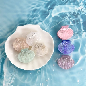 Pince À Cheveux Brillante En Forme De Coquillage Avec Strass Künstliche Perle Acrylique Style Marin D'été Accessoire Cheveux Femme