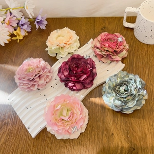 Korean Style Simulation Flower Hair Claw Clip Elegant Fabric Peony Rose Hairpin Rhinestone Hair Accessories For Women Wedding Daily