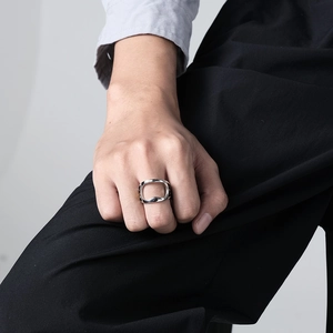 Minimalist silver titanium steel cross bottle opener ring for men and women's fashion