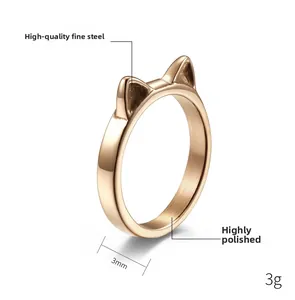 Detail of rose gold cat ear ring showing 3mm width and high polished steel texture