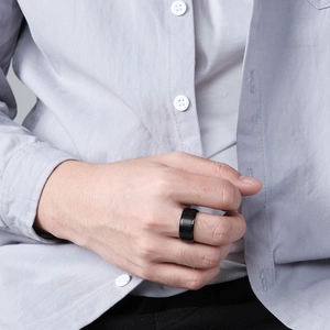 Classic matte brushed black tungsten carbide ring for men with elegant beveled edges