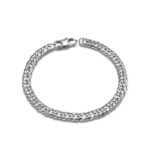 Minimalist Stainless Steel Cuban Link Bracelet Men Women Unisex High Polished Double Woven Curb Chain Hip Hop Streetwear Jewelry