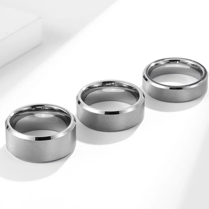 Modern Tungsten Steel Ring For Men Women Brushed Matte Center Polished Beveled Edge Unisex Band Ring Wedding Jewelry Gift