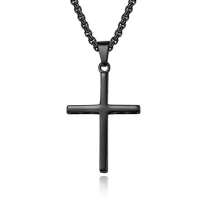Collana a Croce in Acciaio Inossidabile Per Uomo Donna Ciondolo Croce Latina Minimalista Gioielli Religiosi Moda Unisex Regalo