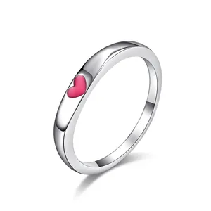 Minimalistischer Edelstahl Herz Ring Damen Süßes Emaille Bunter Tropföl Fingerring Party Alltagsschmuck