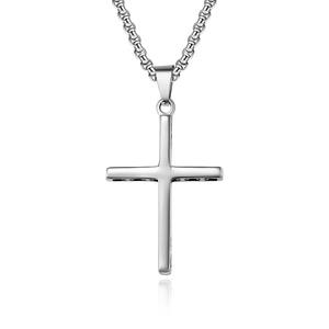 Poliertes Edelstahl Kreuz Anhänger Halskette mit Box Kette für Damen und Herren