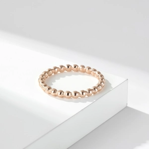 Minimalist stackable rose gold beaded stainless steel ring for women in elegant style