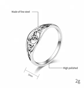 Detailed macro view of 2mm silver Viking Triquetra ring band with high polish finish