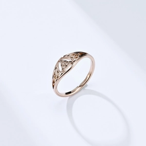 Elegant rose gold stainless steel Viking Triquetra Celtic knot openwork ring for women