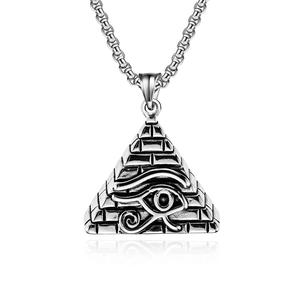 Ägyptische Pyramiden Halskette mit Auge des Horus Anhänger an silberner Boxkette