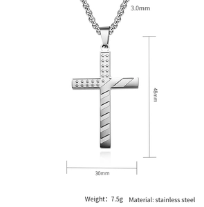 Detailed dimensions of the stainless steel US flag cross necklace showing 48mm by 30mm size