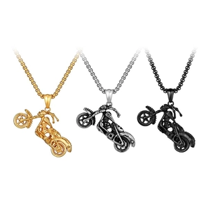 Punk Rock Motorcycle Pendant Necklace Stainless Steel Hip Hop Locomotive Biker Jewelry For Men Women Daily Party Decor