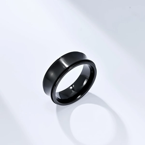 Minimalist matte black spinner ring for stress relief in high-quality stainless steel