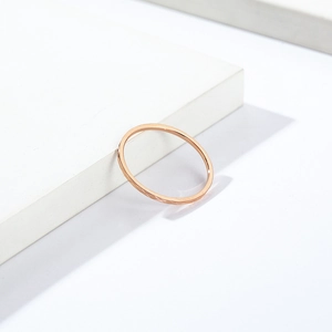 Macro detail of 1mm rose gold stackable ring with geometric faceted diamond pattern