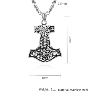 Spécifications du pendentif marteau de Thor viking avec tête de bélier et chaîne