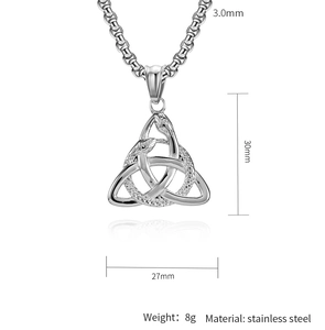 Detail of Viking double-headed snake Triquetra pendant with dimensions and weight