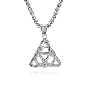 Vintage Viking Celtic knot necklace with double-headed snake pendant in stainless steel