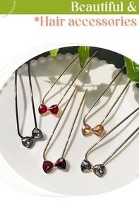 Detailed macro view of five elegant rhinestone bow hair forks in various vibrant colors
