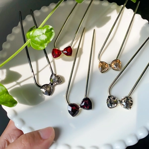 Elegant Alloy Butterfly Rhinestone U-Shaped Hair Stick For Women Pave Crystal Hairpin Bun Shaper Fork Jewelry