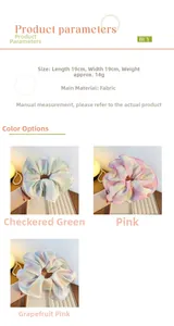 Detail view of large French fabric scrunchies in gingham patterns and candy colors