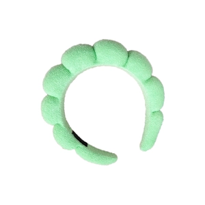 Serre-tête rembourré bulle vert menthe pour le lavage du visage, en tissu éponge absorbant