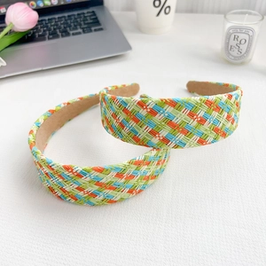Lot de serre-têtes tissés colorés au style dopamine avec motif à carreaux élégant
