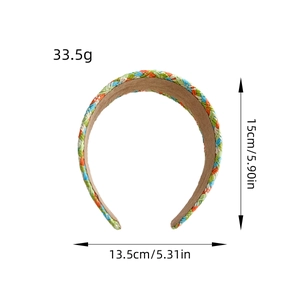 Serre-tête tressé coloré à carreaux pour femmes avec dimensions et doublure douce