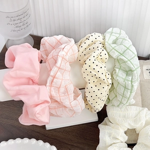Grands Chouchous en Tissu pour Femmes Filles Motifs Plaid Pois Floral Haute Élasticité Élastiques à Cheveux Accessoires Quotidien