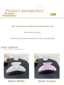 Detailed size parameters of 10.5cm acrylic flower hair claw with pearl and rhinestone accents