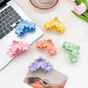 Pince à Cheveux Fleur Mate Couleur Bonbon d'été Pince à Cheveux Requin Florale Douce Accessoires de Cheveux pour Femmes