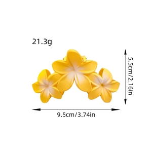 Dimensions de la pince à cheveux fleur jaune d'été et spécifications de poids de 21,3g