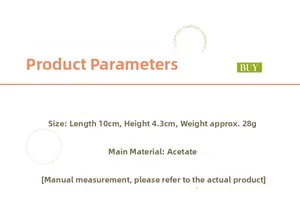 Detaillierte Größenangaben für Haarklammer aus Acetat mit 10 cm Länge und 4,3 cm Höhe