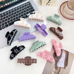 Eleganter Acetat Strass Mond Stern Haarkralle Großer Haifisch-Clip Für Damen Mode Täglicher Haarschmuck