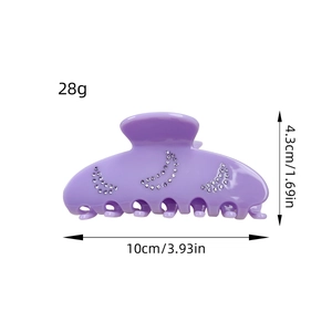 Eleganter lila Haarklammer aus Acetat mit Mondsichel-Strasssteinen 10 cm Länge