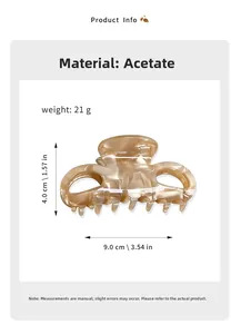 Détails de la pince à cheveux en acétate de 9 cm avec texture marbre léopard